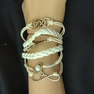 6 strand corded white/cream bracelet